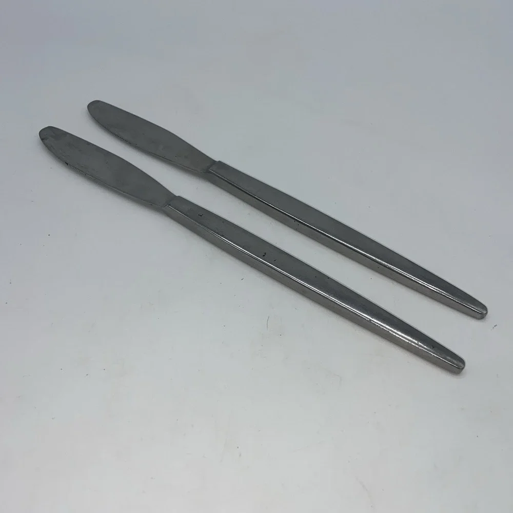 Astro Stainless Japan Set Of‎ 2 Butter Dinner Knives MCM Square Handles 8